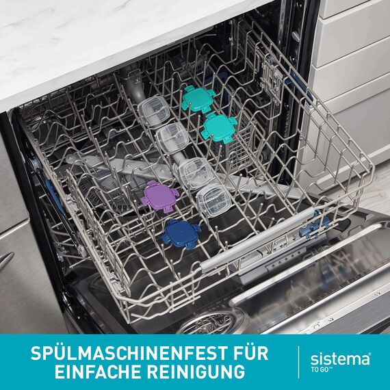 Sistema To Go Knick Knack Frischhaltedosen | 62 ml | stapelbare Snack-Boxen mit Deckel | Gemischte Farben | 4 Stück