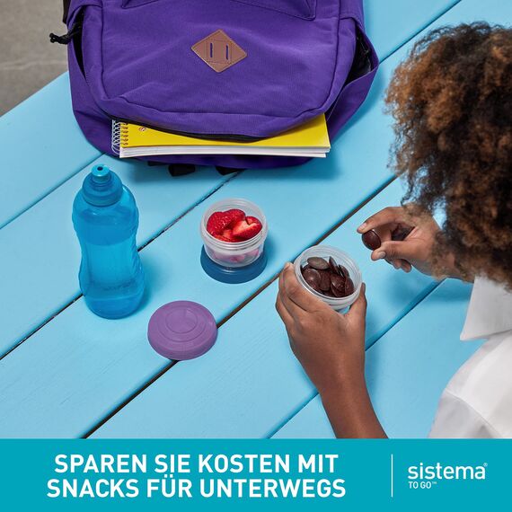 Sistema Snack Pots Mini Bites TO GO Frischhaltedosen | 130 ml | stapelbare Snack-Boxen mit Deckel | BPA-frei | 3 Stück