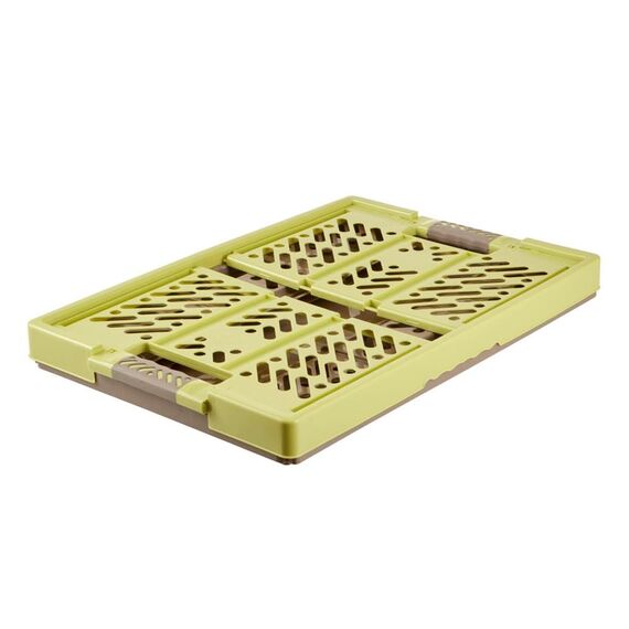 keeeper 2x Stabile Profi-Klappboxen mit Soft-Touch Griffen, 54 x 37 x 28 cm, 45 l, Ben, Grün/ Taupe