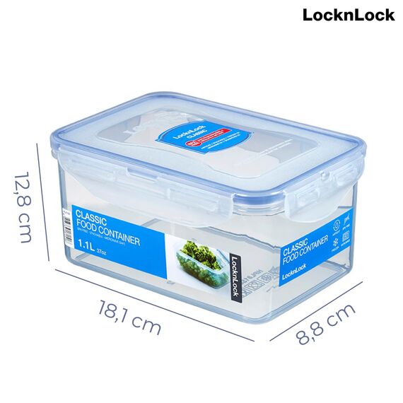 LocknLock CLASSIC Frischhaltedose | 1,9 L | 20,5 x 13,4 x 11,8 cm | 100 % luft- und wasserdichte Vorratsdose | Spülmaschinen-, und Mikrowellengeeignet | BPA-Frei | 4-fach Sicherheits-Verschluss