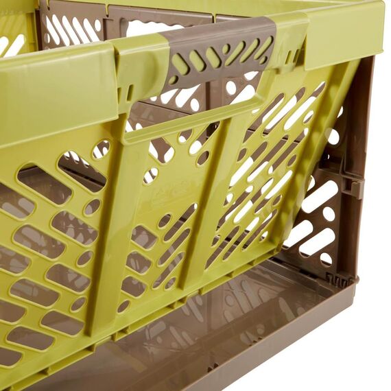 keeeper 4x Stabile Profi-Klappboxen mit Soft-Touch Griffen, 54 x 37 x 28 cm, 45 l, Ben, Grün/ Taupe