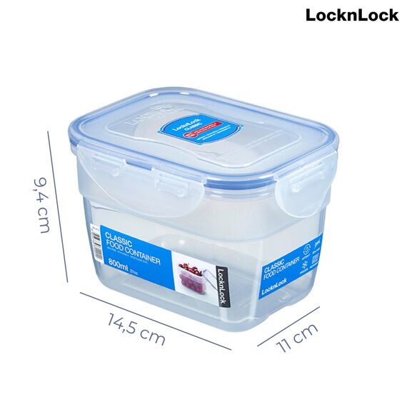 LocknLock CLASSIC Frischhaltedose | 800 ml | 14,5 x 11 x 9,4 cm | 100 % luft- und wasserdichte Vorratsdose | Spülmaschinen-, und Mikrowellengeeignet | BPA-Frei | 4-fach Sicherheits-Verschluss