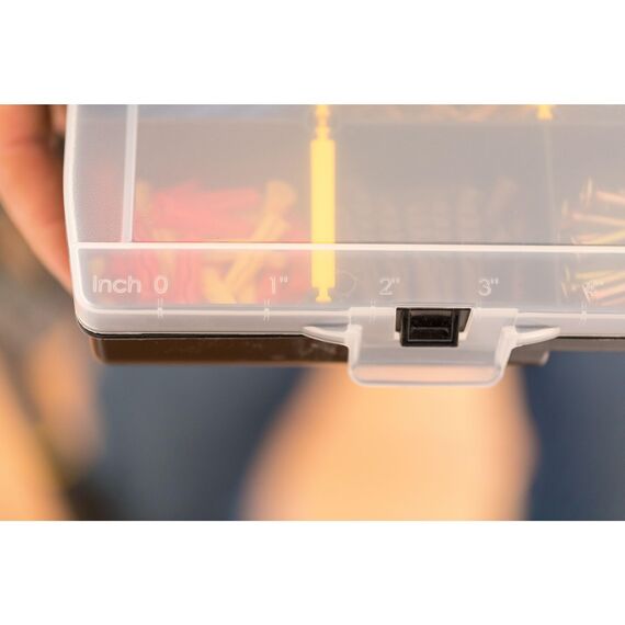 STANLEY Organizer Sortimentskasten Sortimentsbox (Aufbewahrungsbox für Zubehör und Kleinteile aus schlagfestem Polypropylen, 22 Fächer mit entfernbaren Trennwänden, eingebautes Lineal) STST81681-1