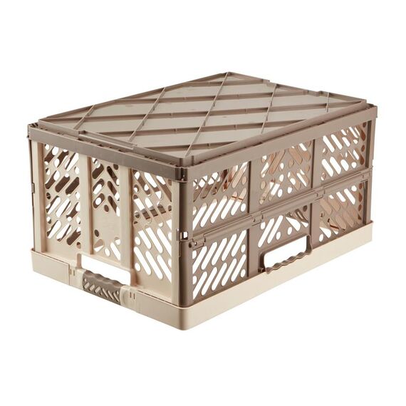 keeeper Stabile Profi-Klappbox mit Soft-Touch Griffen, 54 x 37 x 28 cm, 45 l, Ben, Creme/Taupe