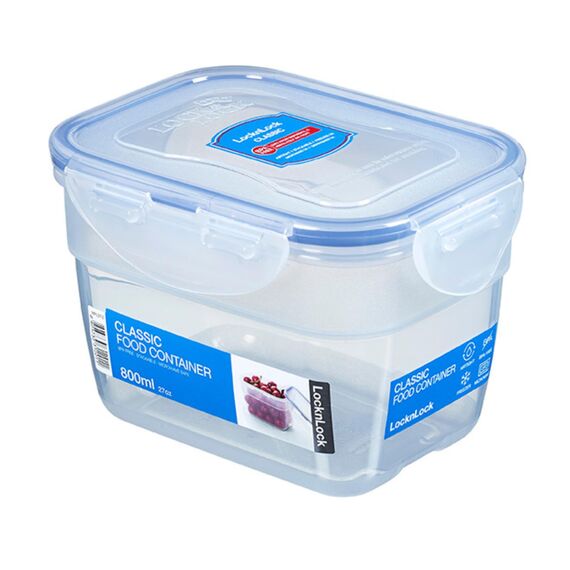 LocknLock CLASSIC Frischhaltedose | 800 ml | 14,5 x 11 x 9,4 cm | 100 % luft- und wasserdichte Vorratsdose | Spülmaschinen-, und Mikrowellengeeignet | BPA-Frei | 4-fach Sicherheits-Verschluss