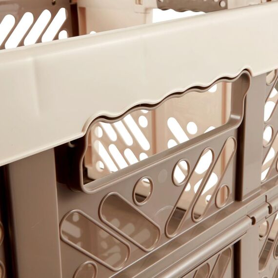 keeeper 2x Stabile Profi-Klappboxen mit Soft-Touch Griffen, 54 x 37 x 28 cm, 45 l, Ben, Creme/ Taupe