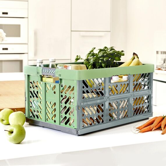 keeeper ben 2x Stabile Profi-Klappboxen mit Soft-Touch Griffen, 45 l, Eco Grass Green