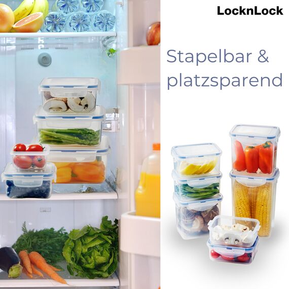 LocknLock CLASSIC Frischhaltedose | 1,9 L | 20,5 x 13,4 x 11,8 cm | 100 % luft- und wasserdichte Vorratsdose | Spülmaschinen-, und Mikrowellengeeignet | BPA-Frei | 4-fach Sicherheits-Verschluss