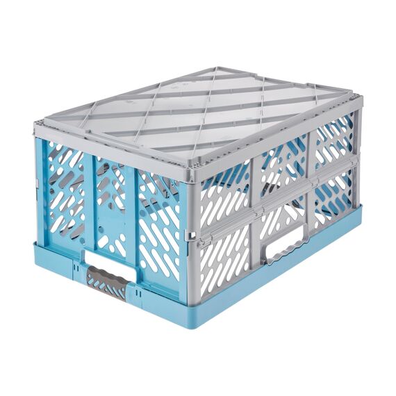 keeeper ben 2x Stabile Profi-Klappboxen mit Soft-Touch Griffen, 45 l, Eco Sky Blue