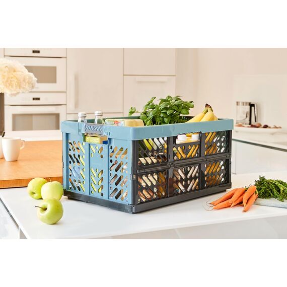 keeeper ben 4x Stabile Profi-Klappboxen mit Soft-Touch Griffen, 45 l, Eco Sky Blue