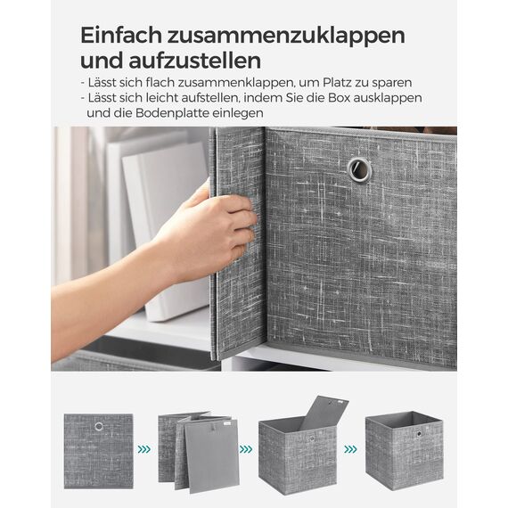 SONGMICS Aufbewahrungsbox, 6er Set, Ordnungsboxen aus Vliesstoff mit Griff, Boxen Aufbewahrung, 26 x 26 x 28 cm, Organizer Box, für Würfelregal, Faltbox, Kleideraufbewahrung, grau meliert RFB026G01