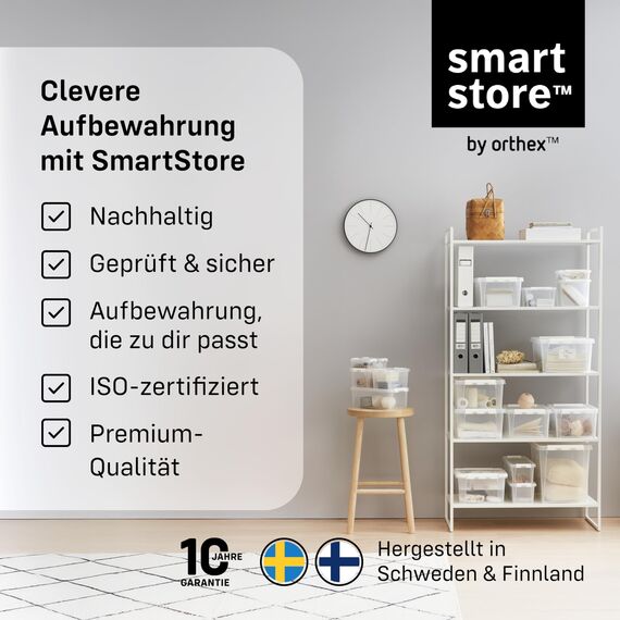 SmartStore - 10x kleine Aufbewahrungsboxen mit Deckel Classic 0,3L (15x9x6cm) | Stapelbare Box mit Deckel | Lebensmittelechte Kunststoffbox | Kleine Plastikbox mit Deckel & verstärkten Ecken