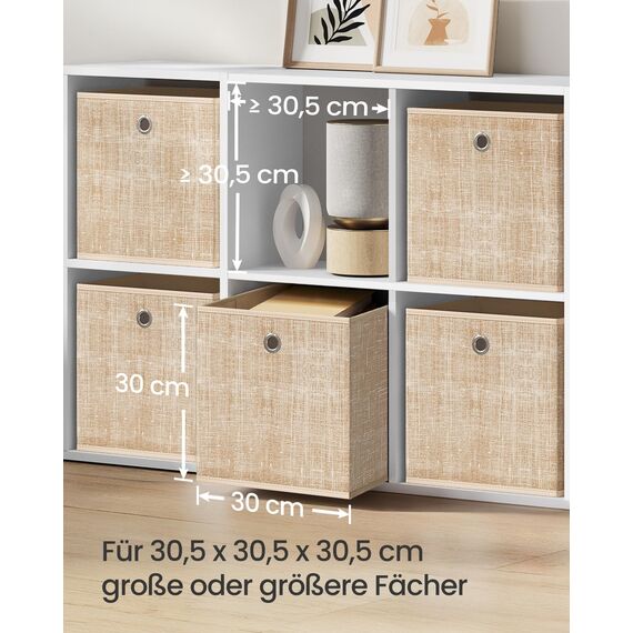 SONGMICS Aufbewahrungsbox, 6er Set, Ordnungsboxen aus Vliesstoff mit Griff, Boxen Aufbewahrung, 30 x 30 x 30 cm, Organizer Box, für Würfelregal, Faltbox, Kleideraufbewahrung, sandbeige RFB006K03
