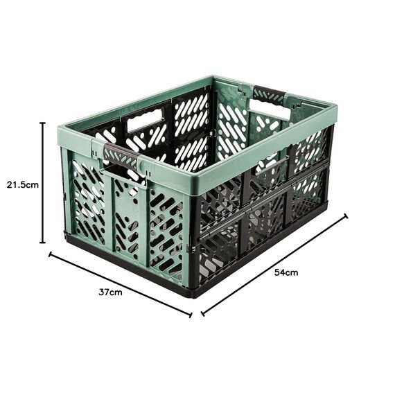 keeeper 4x Stabile Profi-Klappboxen mit Soft-Touch Griffen, 45 l, Ben, Nordic Green (Grün)