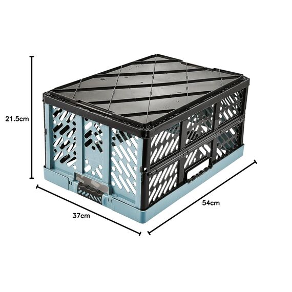 keeeper 4x Stabile Profi-Klappboxen mit Soft-Touch Griffen, 45 l, Ben, Nordic Blue (Blau)