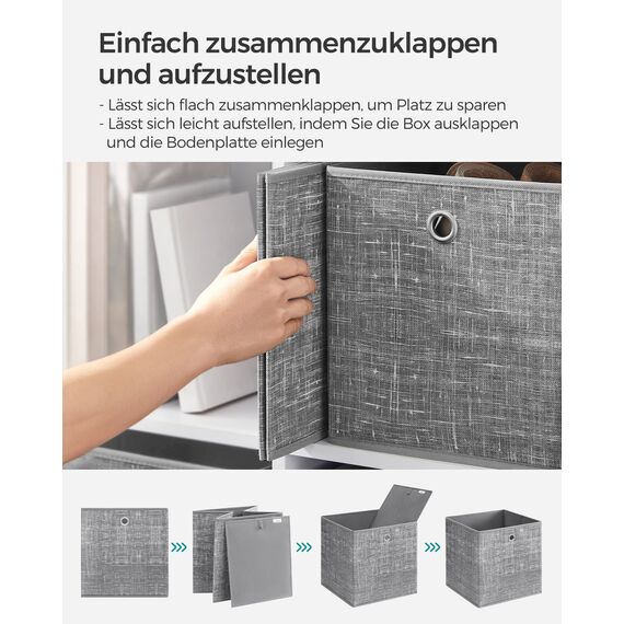 SONGMICS Aufbewahrungsbox, 6er Set, Ordnungsboxen aus Vliesstoff mit Griff, Boxen Aufbewahrung, 33 x 33 x 33 cm, Organizer Box, für Würfelregal, Faltbox, Kleideraufbewahrung, grau meliert RFB033G01