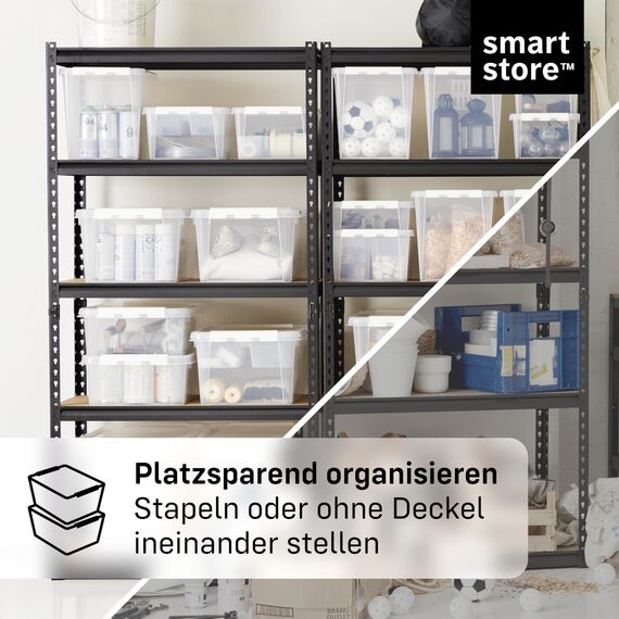 SmartStore - 10x kleine Aufbewahrungsboxen mit Deckel Classic 0,3L (15x9x6cm) | Stapelbare Box mit Deckel | Lebensmittelechte Kunststoffbox | Kleine Plastikbox mit Deckel & verstärkten Ecken