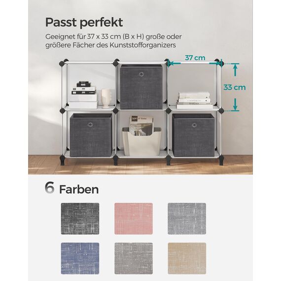 SONGMICS Aufbewahrungsbox, 6er Set, Ordnungsboxen aus Vliesstoff mit Griff, Boxen Aufbewahrung, 30 x 30 x 30 cm, Organizer Box, für Würfelregal, Faltbox, Kleideraufbewahrung, schwarz meliert RFB006B01