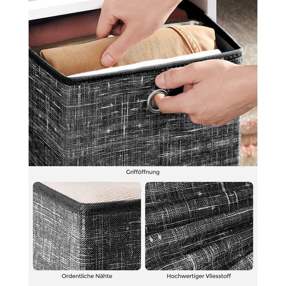 SONGMICS Aufbewahrungsbox, 6er Set, Ordnungsboxen aus Vliesstoff mit Griff, Boxen Aufbewahrung, 33 x 33 x 33 cm, Organizer Box, für Würfelregal, Faltbox, Kleideraufbewahrung, schwarz meliert RFB033B01