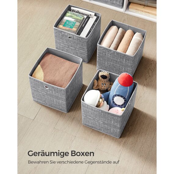 SONGMICS Aufbewahrungsbox, 6er Set, Ordnungsboxen aus Vliesstoff mit Griff, Boxen Aufbewahrung, 26 x 26 x 28 cm, Organizer Box, für Würfelregal, Faltbox, Kleideraufbewahrung, grau meliert RFB026G01