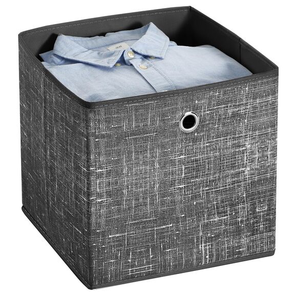SONGMICS Aufbewahrungsbox, 6er Set, Ordnungsboxen aus Vliesstoff mit Griff, Boxen Aufbewahrung, 30 x 30 x 30 cm, Organizer Box, für Würfelregal, Faltbox, Kleideraufbewahrung, schwarz meliert RFB006B01