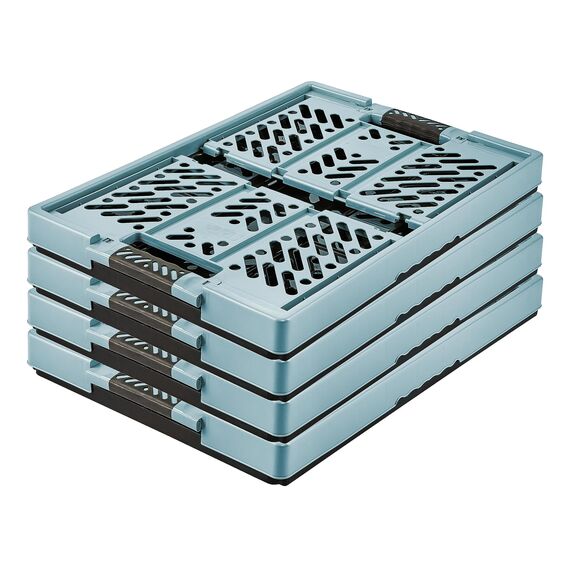 keeeper 4x Stabile Profi-Klappboxen mit Soft-Touch Griffen, 45 l, Ben, Nordic Blue (Blau)