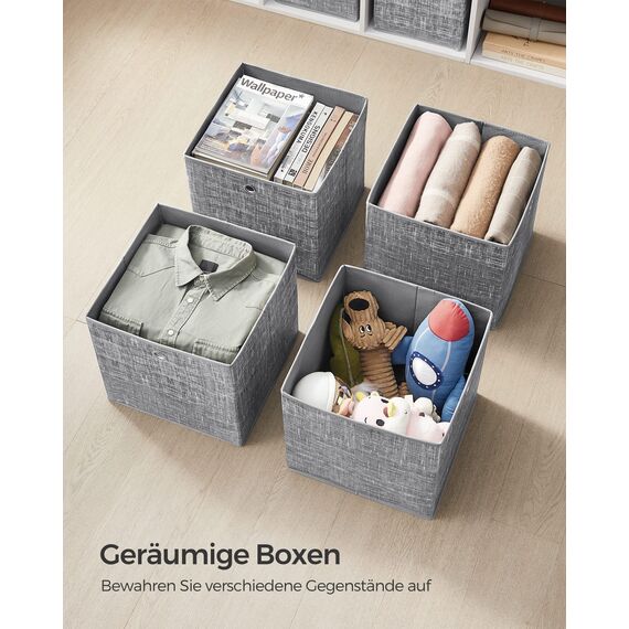 SONGMICS Aufbewahrungsbox, 6er Set, Ordnungsboxen aus Vliesstoff mit Griff, Boxen Aufbewahrung, 33 x 33 x 33 cm, Organizer Box, für Würfelregal, Faltbox, Kleideraufbewahrung, grau meliert RFB033G01