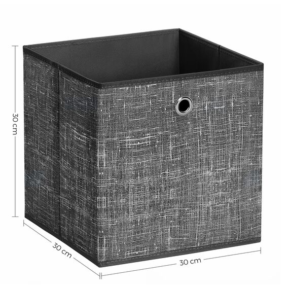 SONGMICS Aufbewahrungsbox, 6er Set, Ordnungsboxen aus Vliesstoff mit Griff, Boxen Aufbewahrung, 30 x 30 x 30 cm, Organizer Box, für Würfelregal, Faltbox, Kleideraufbewahrung, schwarz meliert RFB006B01