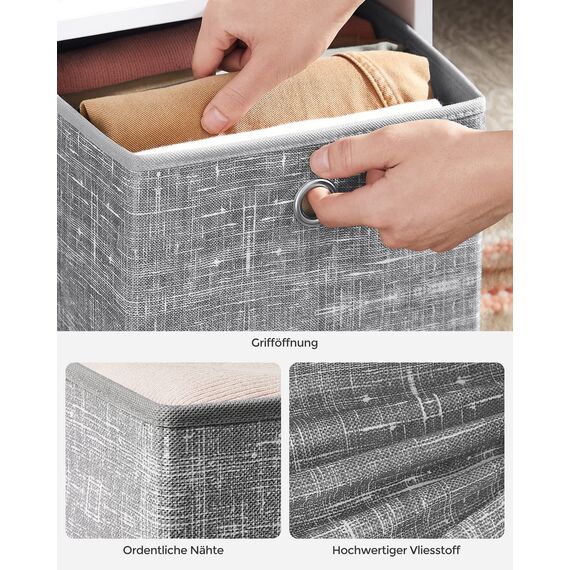 SONGMICS Aufbewahrungsbox, 6er Set, Ordnungsboxen aus Vliesstoff mit Griff, Boxen Aufbewahrung, 26 x 26 x 28 cm, Organizer Box, für Würfelregal, Faltbox, Kleideraufbewahrung, grau meliert RFB026G01