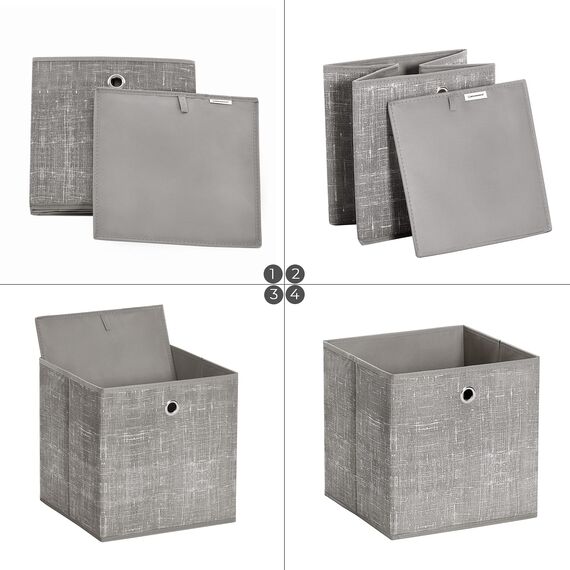 SONGMICS Aufbewahrungsbox, 6er Set, Ordnungsboxen aus Vliesstoff mit Griff, Boxen Aufbewahrung, 30 x 30 x 30 cm, Organizer Box, für Würfelregal, Faltbox, Kleideraufbewahrung, taupe meliert RFB006K01