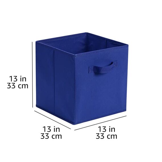 Amazon Basics zusammenklappbarer Aufbewahrungswürfel/Organizer aus Stoff mit Griffen, 33 cm x 33 cm x 33 cm, Einfarbig Marineblau, 6 Stück
