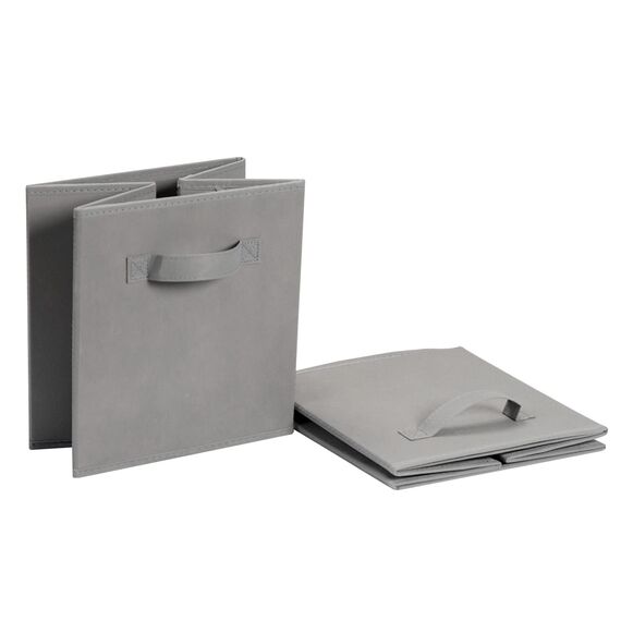 Amazon Basics zusammenklappbarer Aufbewahrungswürfel/Organizer aus Stoff mit Griffen, Einfarbig Grau, 6 er-Pack, 33 cm x 33 cm x 33 cm