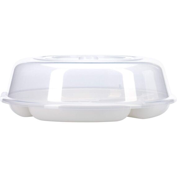Westmark Mikrowellen-Menüteller mit 3 Einteilungen, 2 Stück, Durchmesser: 25 cm, Kunststoff, Weiß, 224022E3 (Packung mit 2)