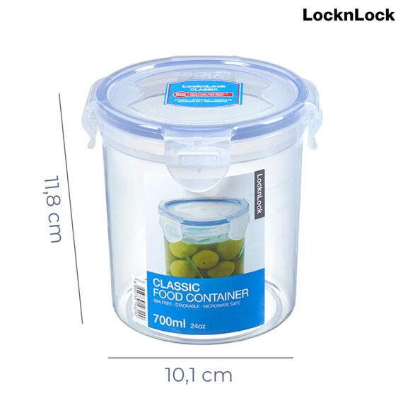 LocknLock Classic Frischhaltedose | 700 ml | Ø 11,4 x 11,7 cm | 100% luft- und wasserdichte Vorratsdose | Spülmaschinen-, und Mikrowellengeeignet | BPA-Frei | 4-fach Sicherheits-Verschluss