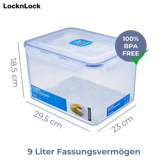 ISI HPL838 Vorratsdose 9,00l recht. Lock&Lock, 292x225x188mm