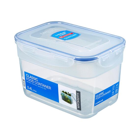 LocknLock CLASSIC Frischhaltedose | 2,4 L | 20,8 x 14,3 x 12,8 cm | 100 % luft- und wasserdichte Vorratsdose | Spülmaschinen-, und Mikrowellengeeignet | BPA-Frei | 4-fach Sicherheits-Verschluss