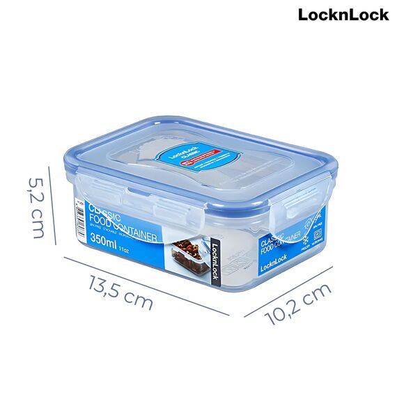 LocknLock CLASSIC Frischhaltedose | 350 ml | 13,5 x 10,2 x 5,2 cm | 100 % luft- und wasserdichte Vorratsdose | Spülmaschinen-, und Mikrowellengeeignet | BPA-Frei | 4-fach Sicherheits-Verschluss