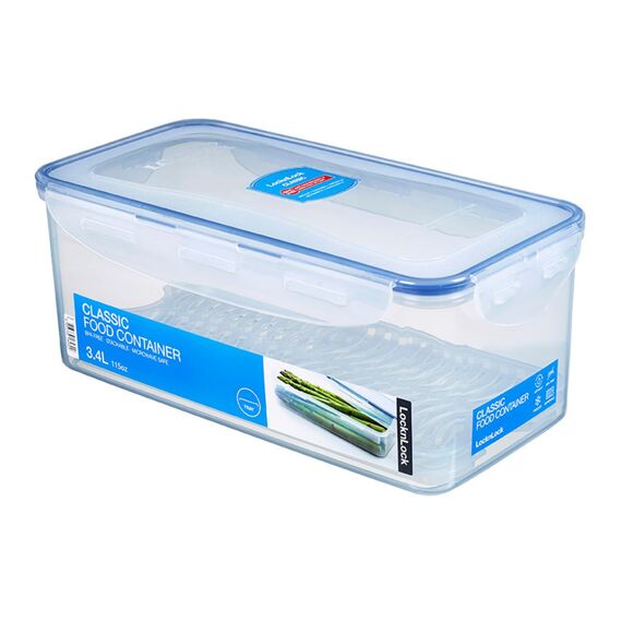 LocknLock PP Classic Vorratsdose mit Ablaufgitter | 3,4 L | 29,7 x 15,2 x 11,8 cm | 100 % luft- und wasserdicht | Gefrier-& Kühlschrank Organizer | Spülmaschinen-& Mikrowellengeeignet