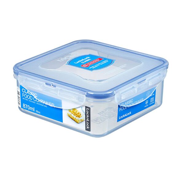 LocknLock CLASSIC Frischhaltedose | 870 ml | 15,5 x 15,5 x 6 cm | 100 % luft- und wasserdichte Vorratsdose | Spülmaschinen-, und Mikrowellengeeignet | BPA-Frei | 4-fach Sicherheits-Verschluss