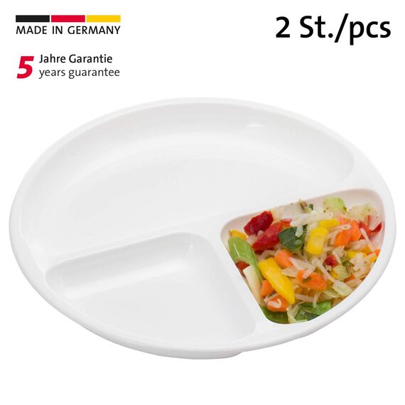 Westmark Mikrowellen-Menüteller mit 3 Einteilungen, 2 Stück, Durchmesser: 25 cm, Kunststoff, Weiß, 224022E3 (Packung mit 2)