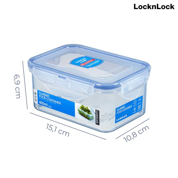 LocknLock PP Classic Frischhaltedose | 0,6 L | 15,1 x 10,8 x 6,9 cm | 100 % luft- und wasserdicht | BPA-frei | Gefrier-& Kühlschrank Organizer | Spülmaschinen-& Mikrowellengeeignet