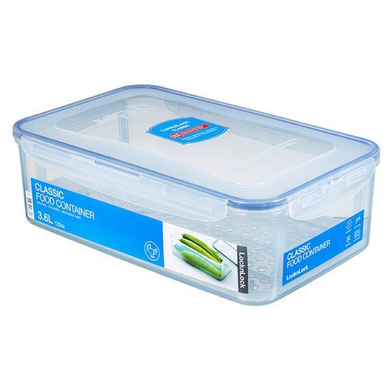 LocknLock PP Classic Vorratsdose mit Ablaufgitter | 3,6L | 30,1 x 18,8 x 9,4 cm | 100 % luft- und wasserdicht | Gefrier-& Kühlschrank Organizer | Spülmaschinen-& Mikrowellengeeignet