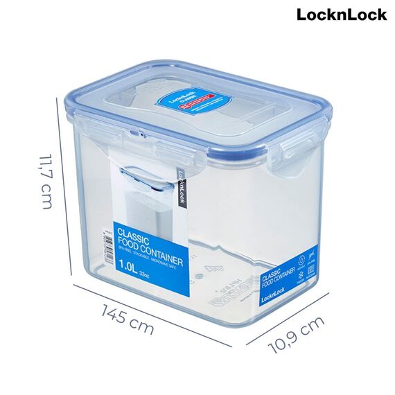 LocknLock CLASSIC Frischhaltedose | 1 L | 15 x 10,9 x 11,7 cm | 100 % luft- und wasserdichte Vorratsdose | Spülmaschinen-, und Mikrowellengeeignet | BPA-Frei | 4-fach Sicherheits-Verschluss