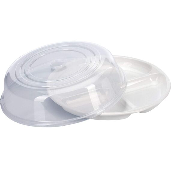 Westmark Mikrowellen-Menüteller mit 3 Einteilungen, 2 Stück, Durchmesser: 25 cm, Kunststoff, Weiß, 224022E3 (Packung mit 2)
