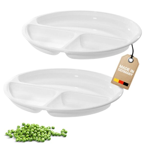 Westmark Mikrowellen-Menüteller mit 3 Einteilungen, 2 Stück, Durchmesser: 25 cm, Kunststoff, Weiß, 224022E3