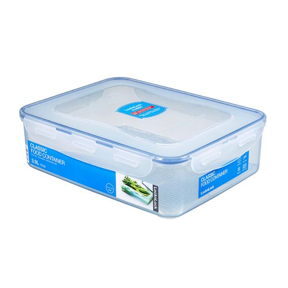 LocknLock PP Classic Vorratsdose mit Gitter, 3,9 L, 295 x 230 x 84 mm, 100 % luft- und wasserdicht, Cleveres Verschluss-System, Frischhaltedose für Kühlschrank & Gefrierfach