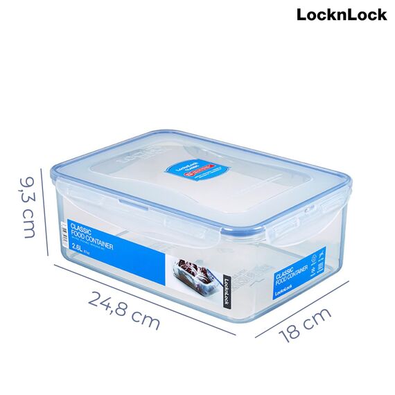LOCK & LOCK PP Classic Vorratsdose, 2,6 L, 248 x 180 x 93 mm, 100 % luft- und wasserdicht, Cleveres Verschluss-System, Frischhaltedose für Kühlschrank & Gefrierfach, mehrfarbig, HPL826