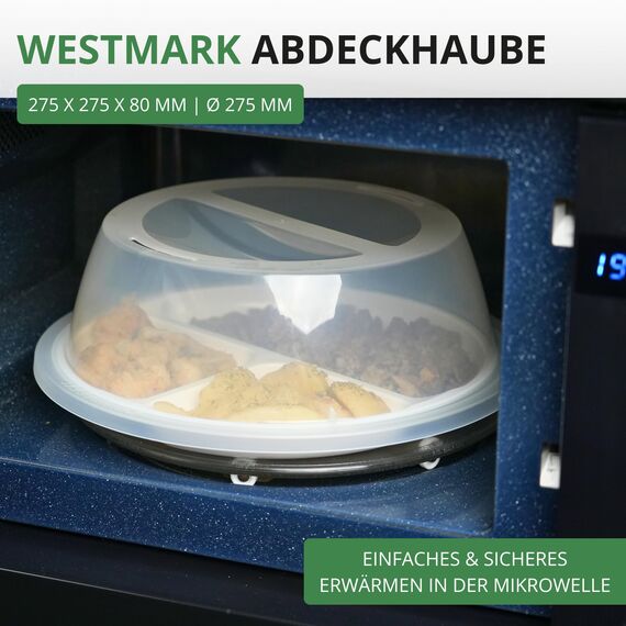 Westmark Teller-Abdeckhaube, Zum Auftauen und Erwärmen in der Mikrowelle, Durchmesser: 27,5 cm, Kunststoff, Weiß, 22462270, Einzeln
