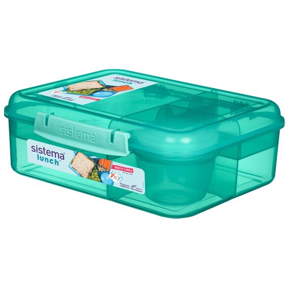 Sistema Bento Box LUNCH Aufbewahrungdose mit Fächern | 1,65 L Lunchbox mit auslaufsicherem Joghurt- /Fruchtbehälter | BPA-frei