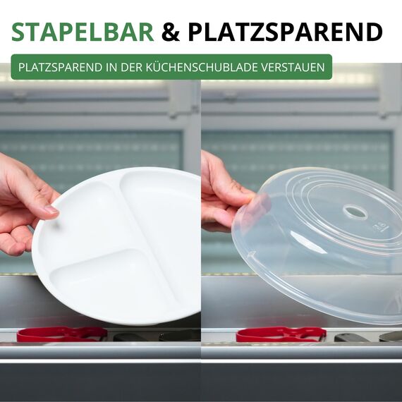 Westmark Mikrowellen-Set, 2tlg., Menüteller und Abdeckhaube, ø je 25 cm, Kunststoff, Weiß/Transparent, 224022E6